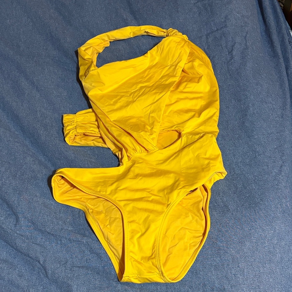 ANTHROPOLOGIE - SAHA - Yellow Women's Monokini Swimsuit - Large